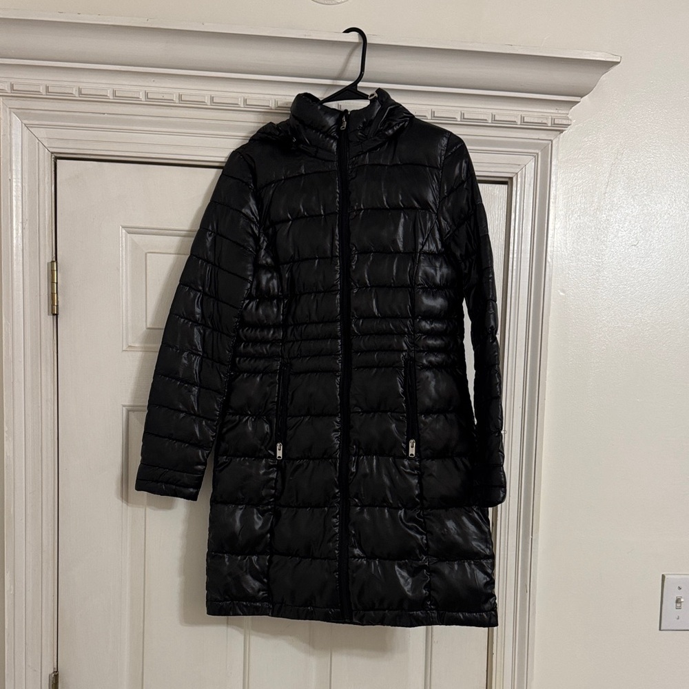 Marc New York Shiny Black Puffer Coat